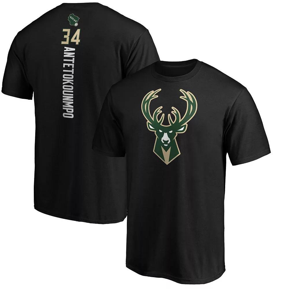 Men's Fanatics Branded Giannis Antetokounmpo Black Milwaukee Bucks Team Playmaker Name & Number T-Shirt, Size: 3XL Product Image