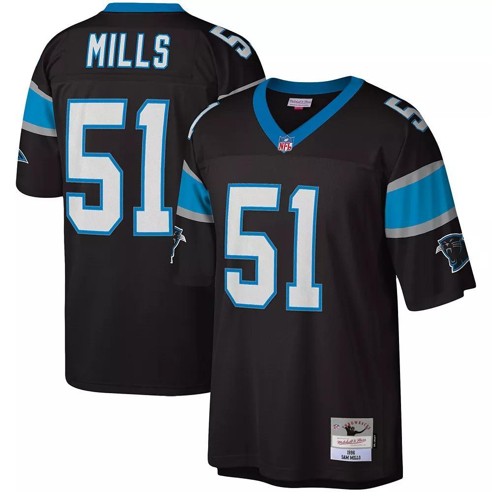 Men's Mitchell & Ness Sam Mills Black Carolina Panthers Legacy Replica Jersey, Size: 2XL Product Image