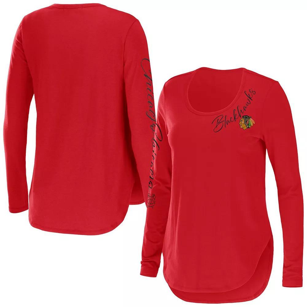 Womens WEAR by Erin Andrews New England Patriots Team Scoop Neck T-Shirt Blue Product Image