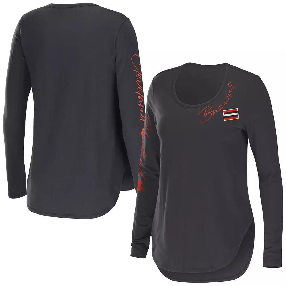 Womens WEAR by Erin Andrews Heather Charcoal Cleveland Browns Team Scoop Neck T-Shirt Product Image