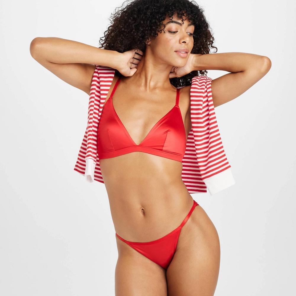 Women's Satin Cheeky Underwear - Auden™ Red XS Product Image