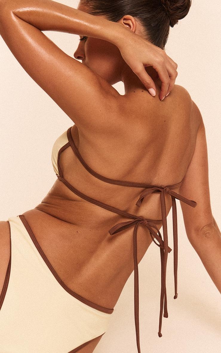 Cream Contrast Binding Bandeau Bikini Top Product Image