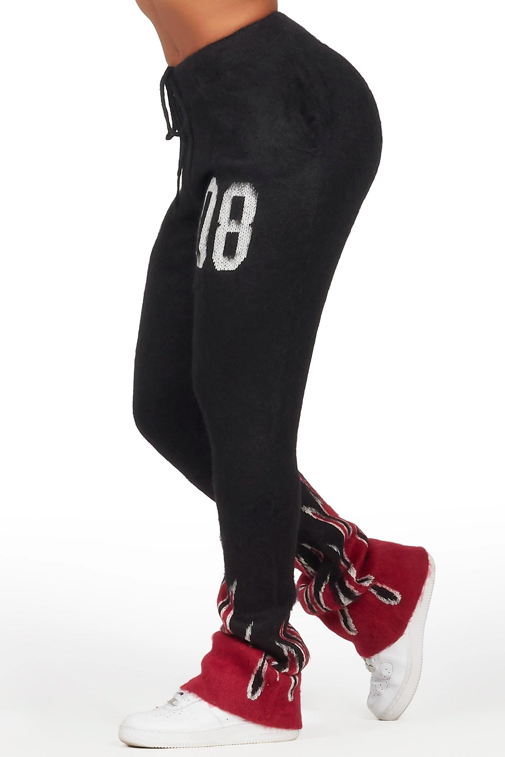 Della Black Mohair Stacked Track Pant Female Product Image