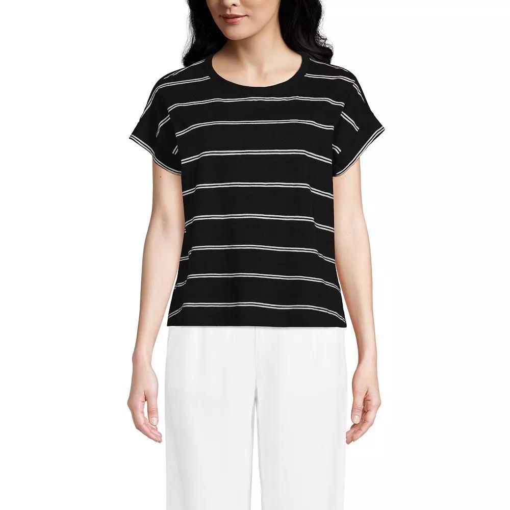 Women's Lands' End Short Sleeve Boxy Slub Tee, Size: Small, Ivory Product Image