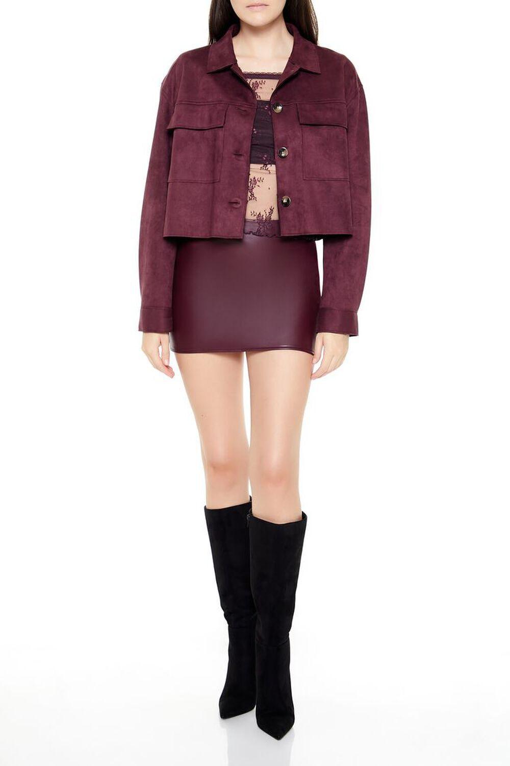 Boxy Cropped Faux Suede Shacket | Forever 21 Product Image