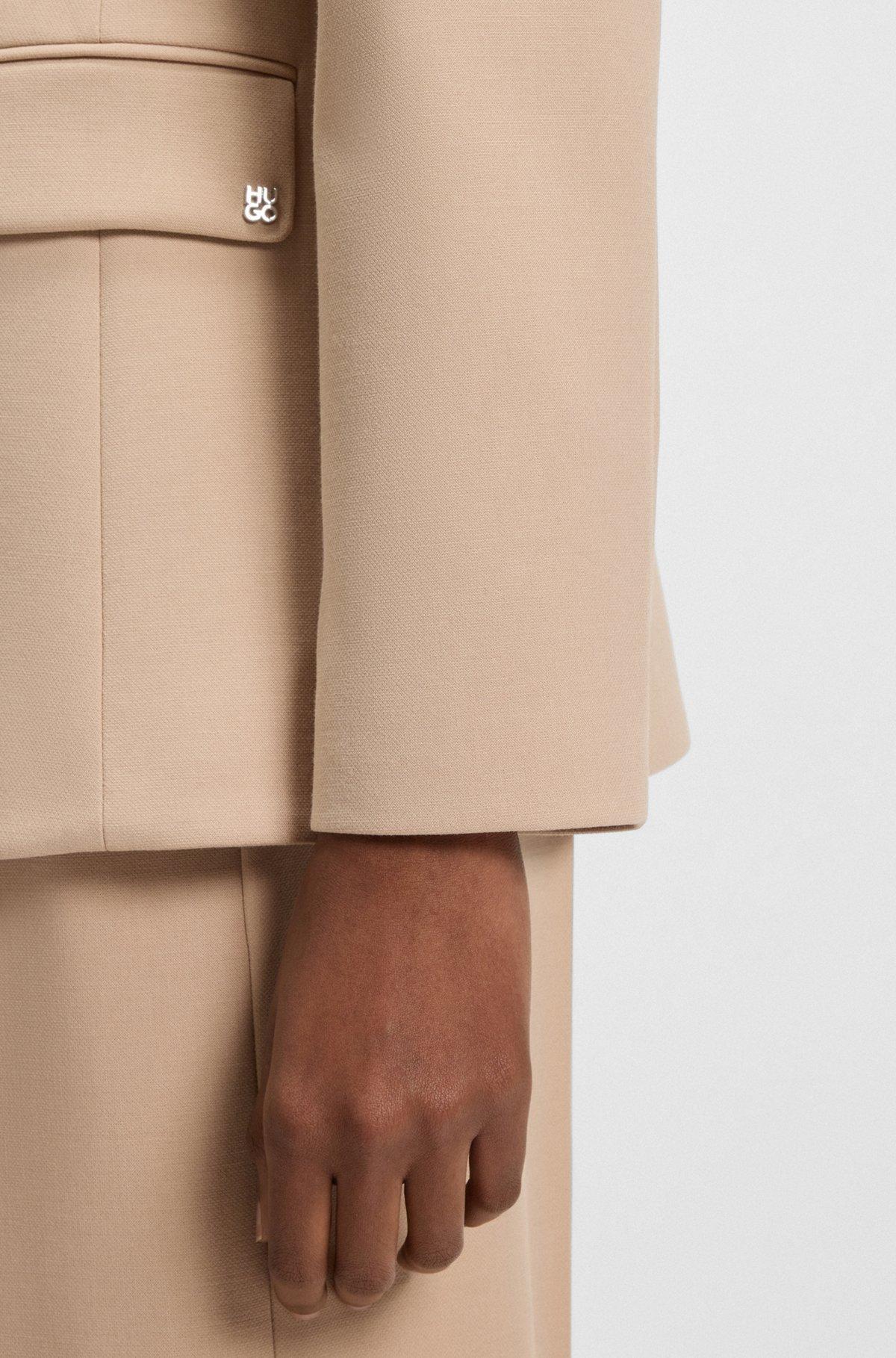 HUGO - Regular-fit blazer in pinstripe stretch fabric - Light Brown Product Image