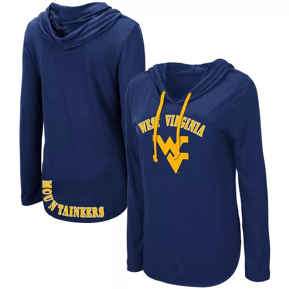 Womens Colosseum West Virginia Mountaineers My Lover Lightweight Hooded Long Sleeve T-Shirt Blue Product Image
