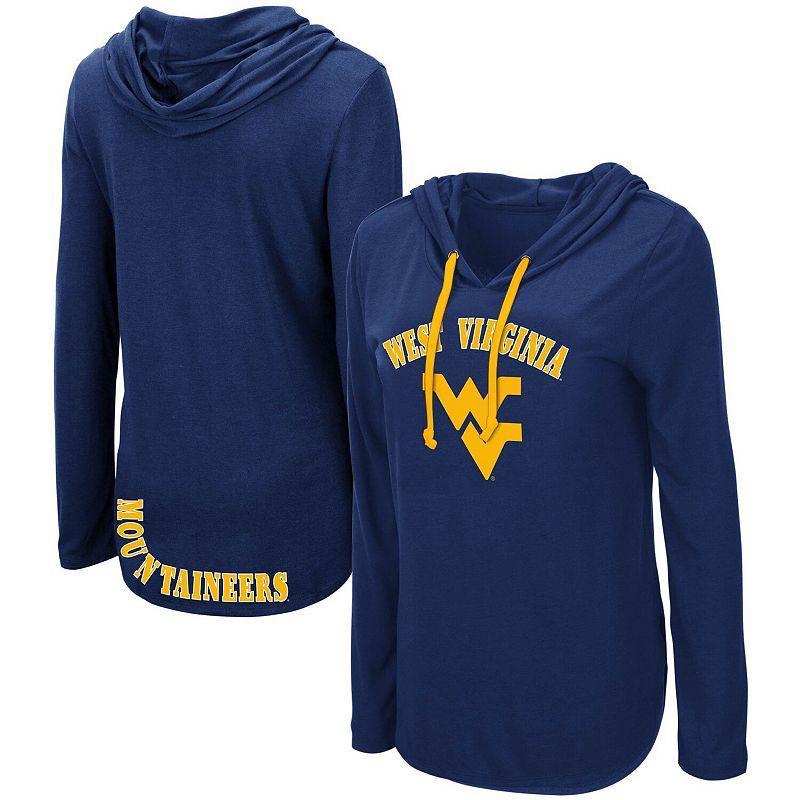 Womens Colosseum West Virginia Mountaineers My Lover Lightweight Hooded Long Sleeve T-Shirt Blue Product Image