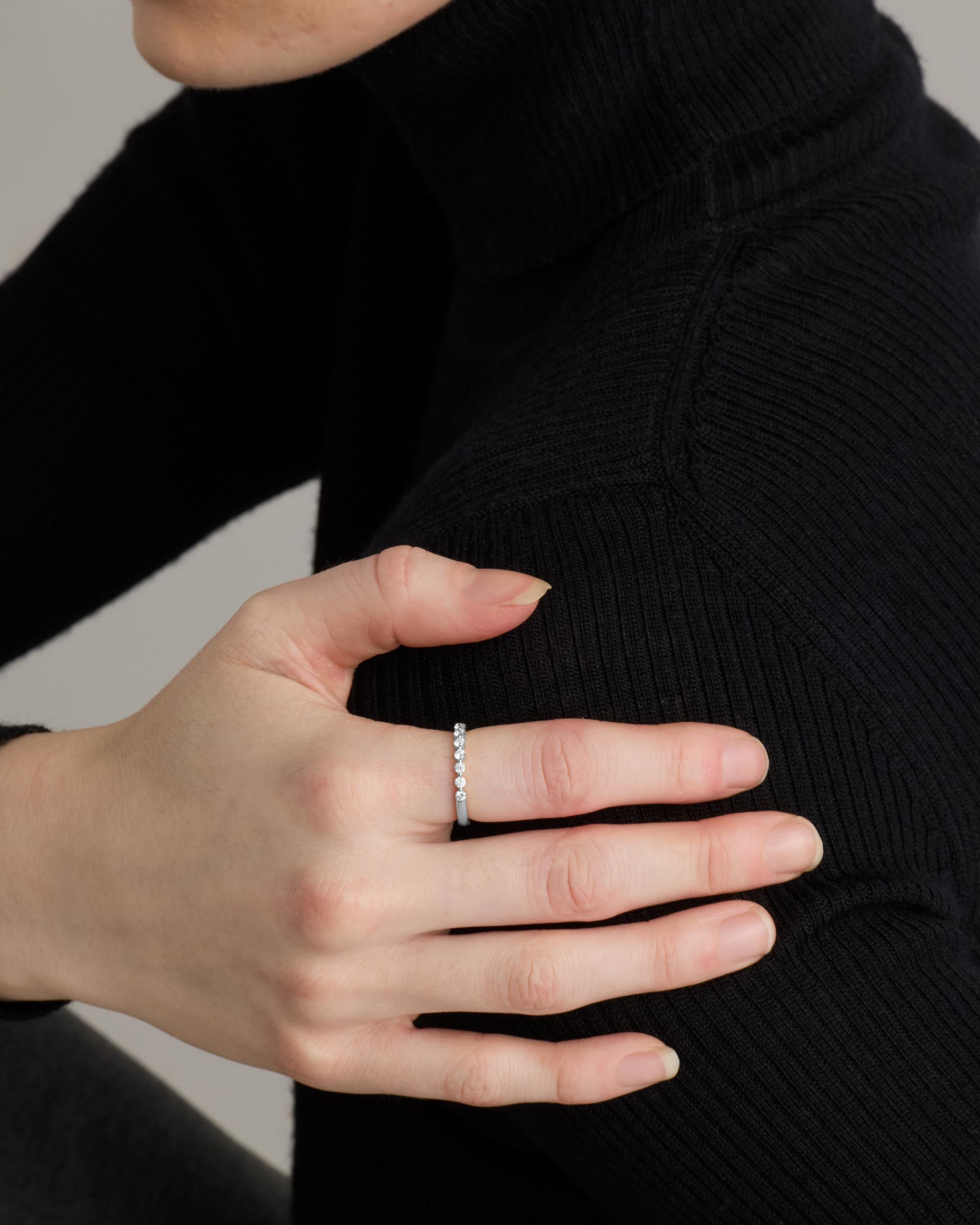 Quince | Women's Lab Grown Diamond Single Shared Prong Halfway Band Rings Product Image