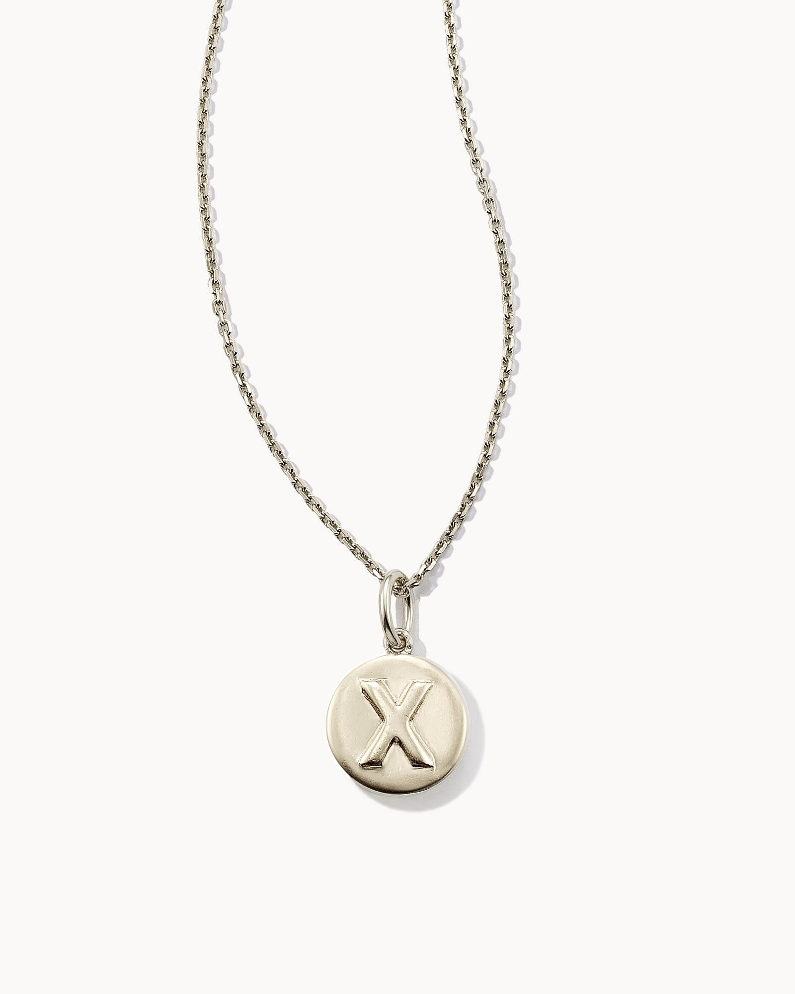Kendra Scott Letter Q Coin Pendant Necklace in Oxidized Sterling Silver | Metal Product Image