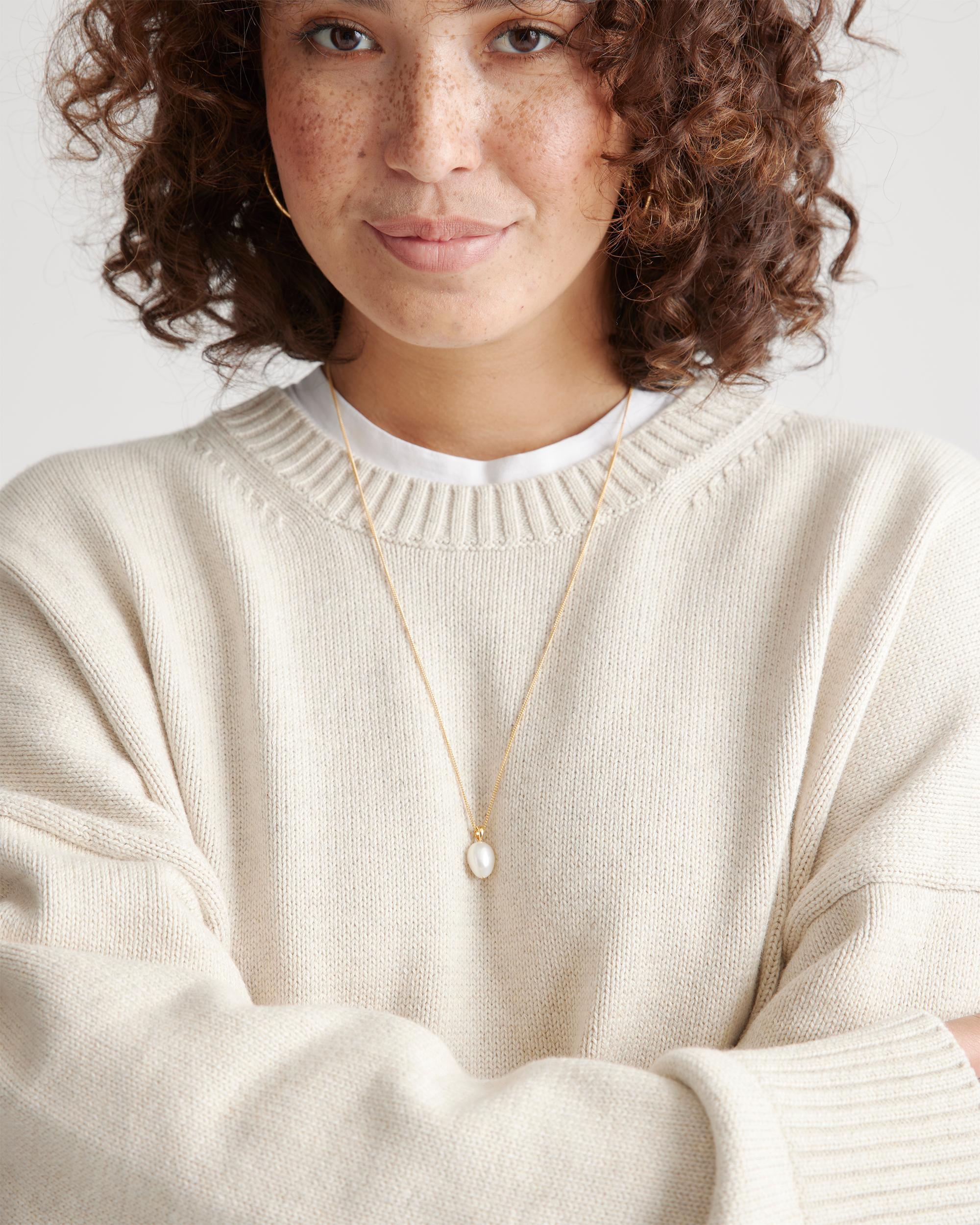 Quince | Women's Boyfriend Crew Sweater Size XS, Organic Cotton Product Image