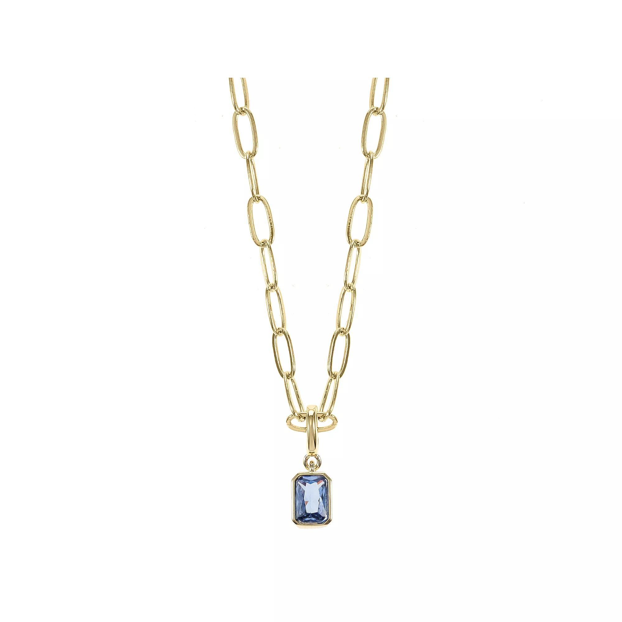 City Luxe Crystal Birthstone Pendant Necklace, Women's, Size: 18-20" ADJ, February Gold Tone Product Image