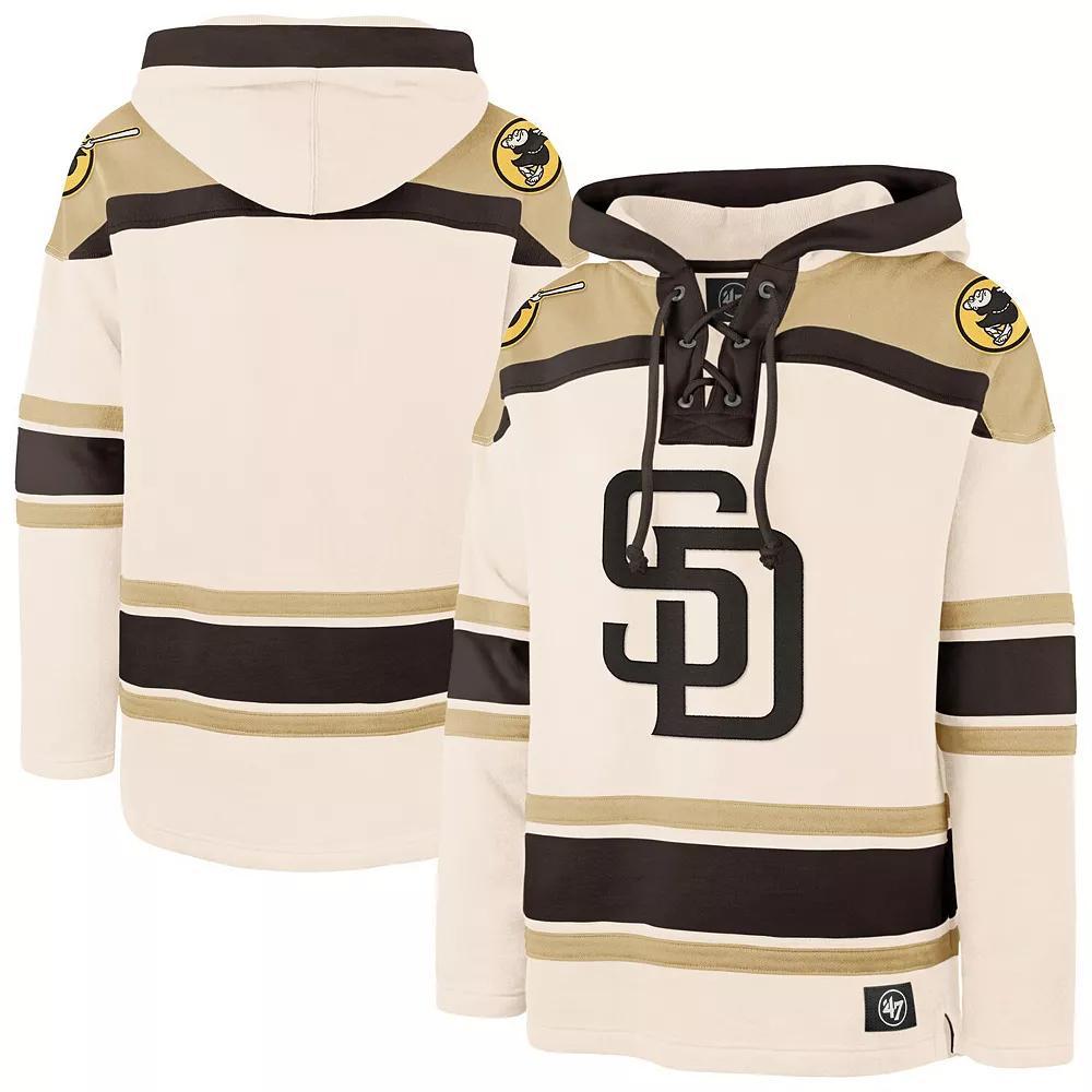 Men's '47 Cream San Diego Padres Superior Lacer Pullover Hoodie, Size: Medium, Beige Product Image