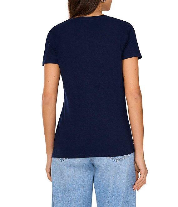 Vince Camuto Knit V Neck Short Sleeve Front Pocket Tee Product Image