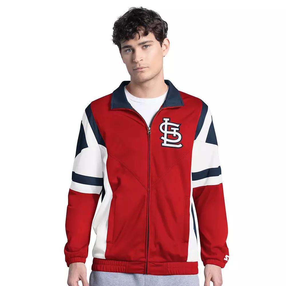 Men's Starter Red/Navy St. Louis Cardinals Contender Tricot Full-Zip Track Jacket, Size: 2XL Product Image