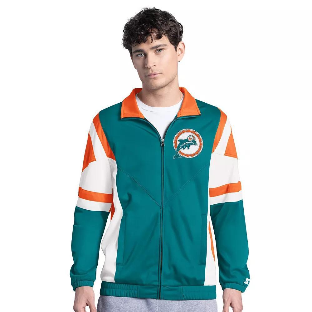 Men's Starter  Aqua Miami Dolphins Contender Vintage Logo Full-Zip Track Jacket, Size: XL, Turquoise A Product Image