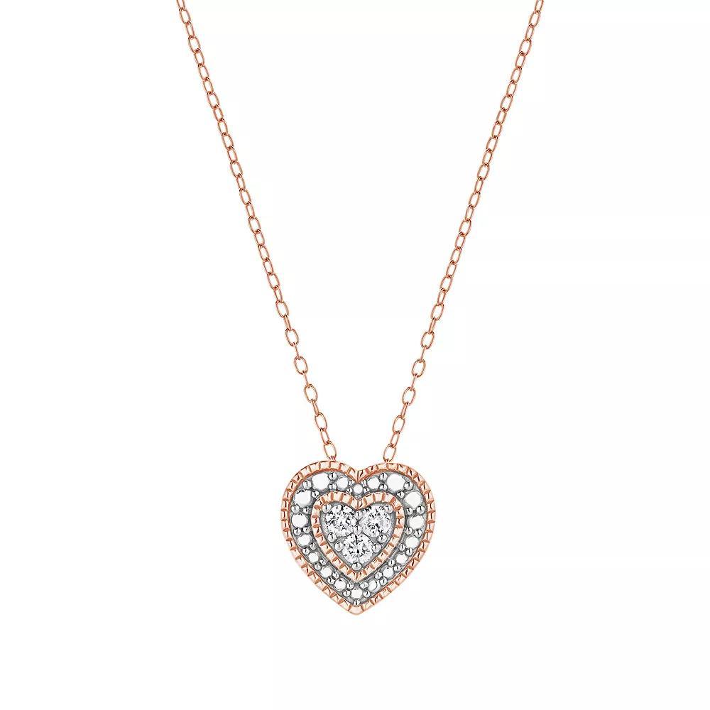 Diamond Brilliance 1/10 Carat T.W. Lab-Grown Diamond Heart Pendant Necklace, Women's, Size: 18", Pink Tone Product Image
