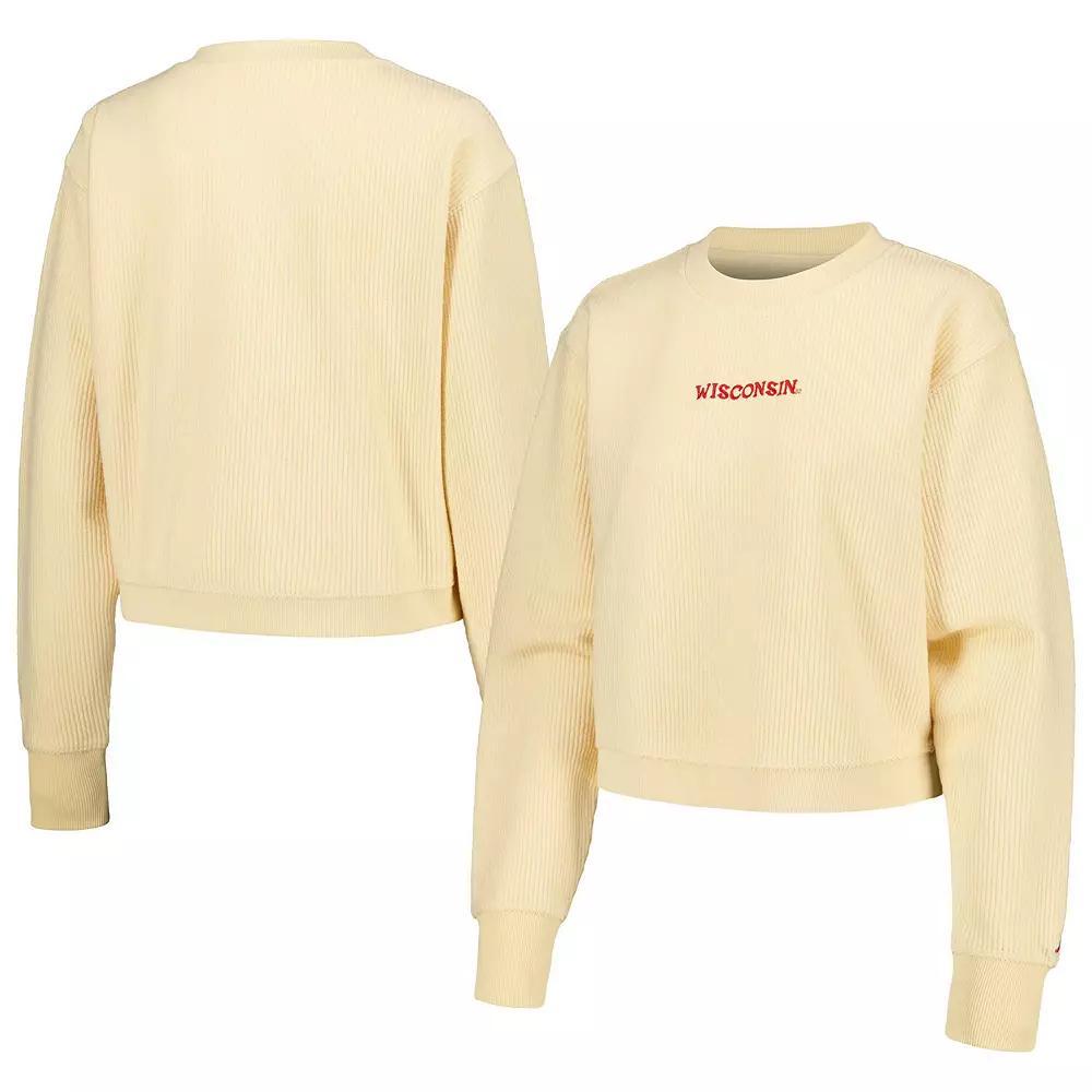 Women's League Collegiate Wear Cream Wisconsin Badgers Timber Cropped Pullover Sweatshirt, Size: Small, Beige Product Image