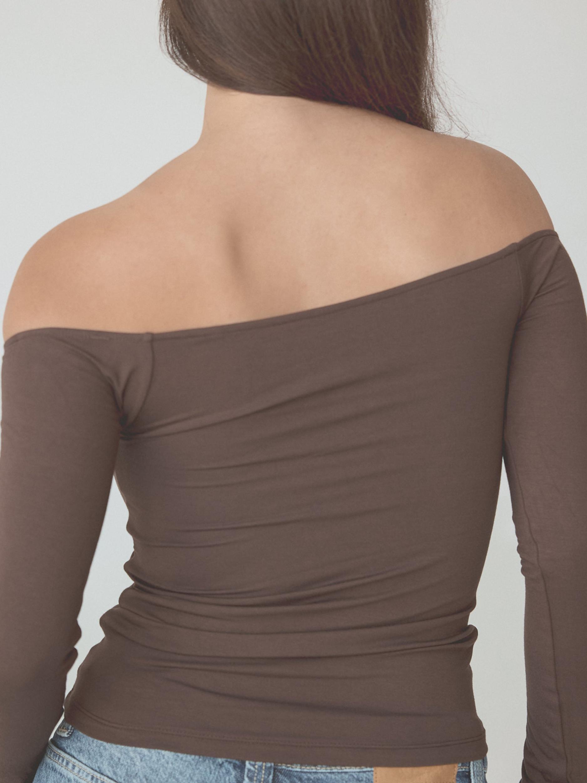 Solid Off The Shoulder Braless Long Sleeve Product Image