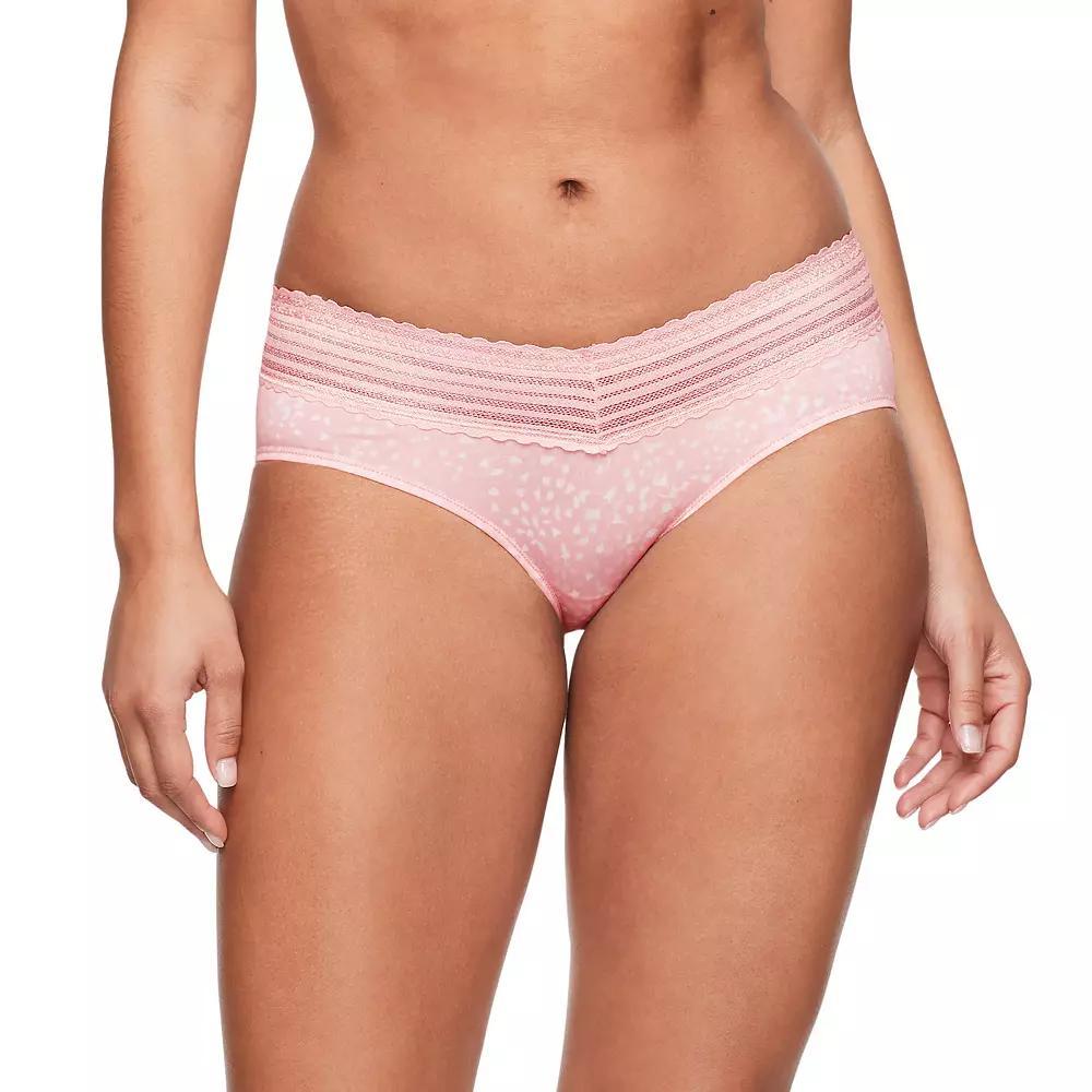 Warners No Pinching, No Problems® Dig-Free Comfort Waist with Lace Microfiber Hipster 5609J, Women's, Size: Large, Blush Petals Product Image