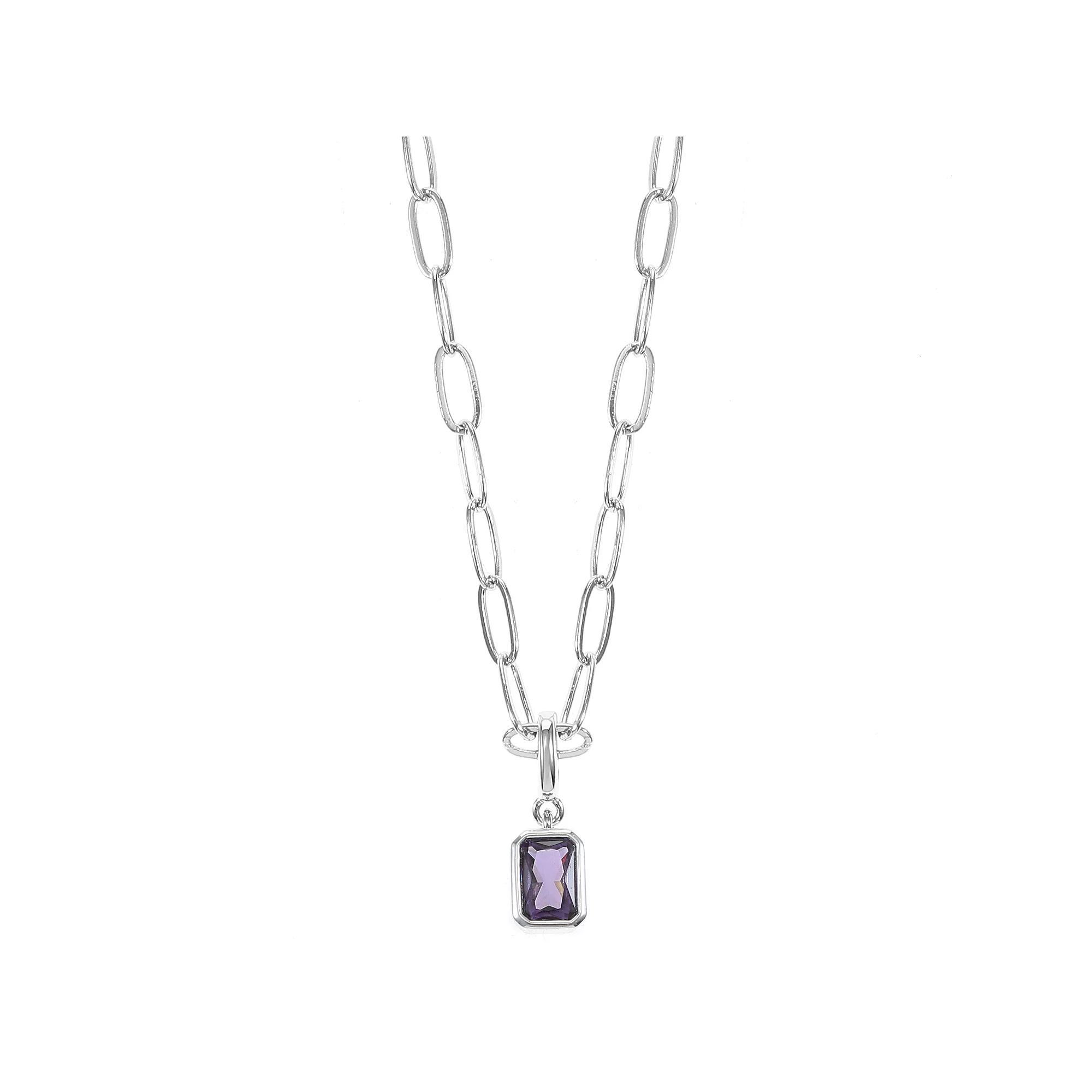 City Luxe Crystal Birthstone Pendant Necklace, Women's, Size: 18-20" ADJ, February Silver Tone Product Image