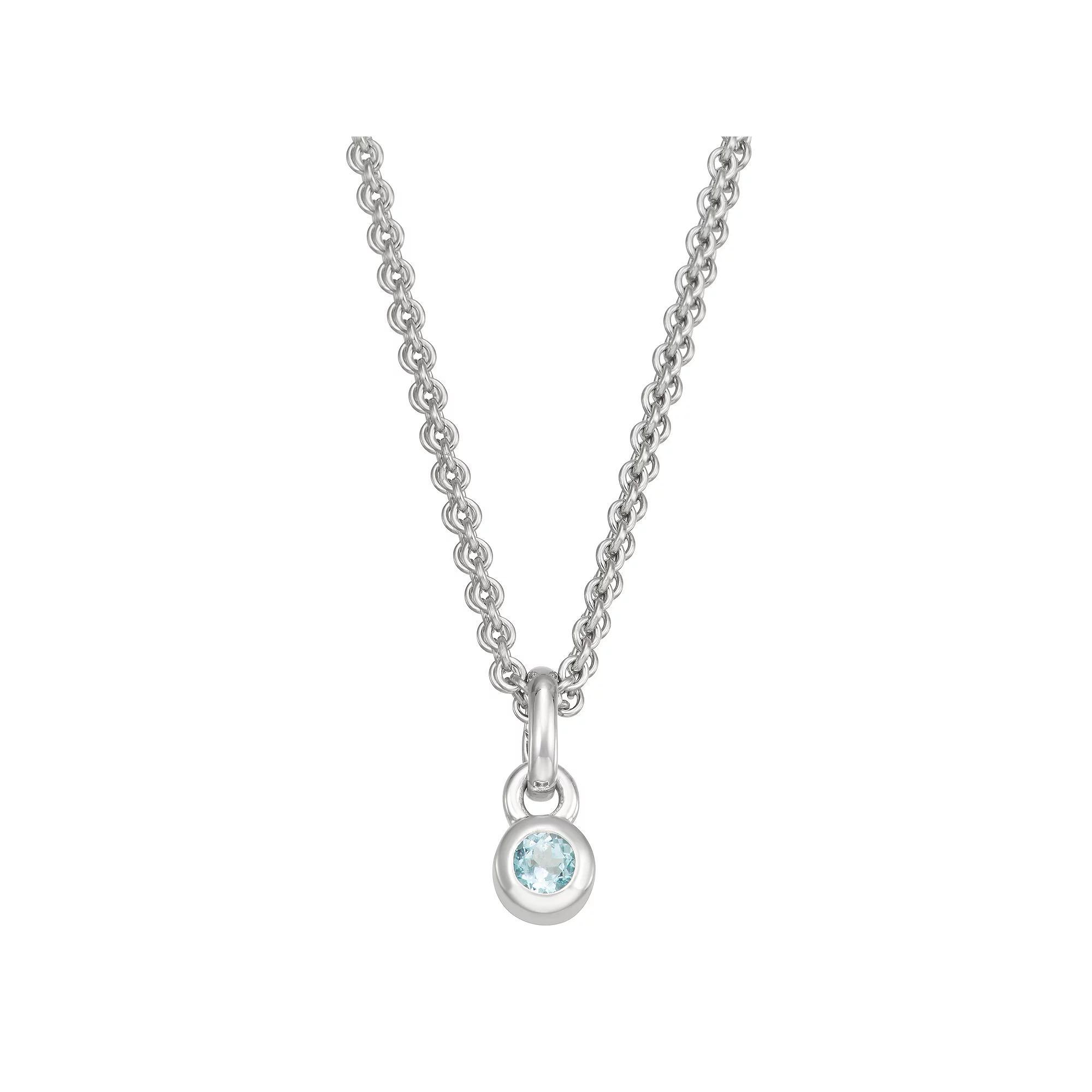 Sterling Silver Blue Topaz Charm Necklace, Womens Silver Tone Product Image