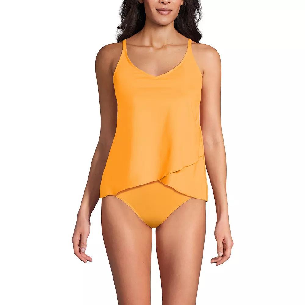 Womens Lands End Chlorine Resistant Tulip Hem Tankini Swimsuit Top Sweet Orange Product Image