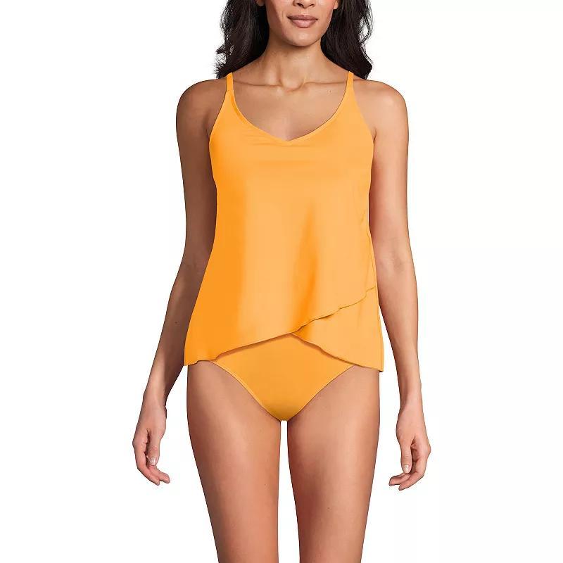 Womens Lands End Chlorine Resistant Tulip Hem Tankini Swimsuit Top Sweet Orange Product Image