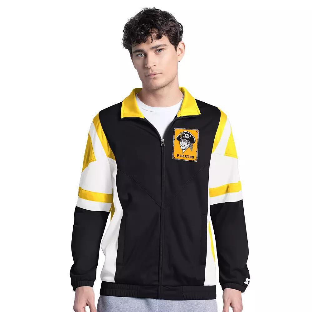 Men's Starter Black/Gold Pittsburgh Pirates Contender Tricot Full-Zip Track Jacket, Size: Medium Product Image
