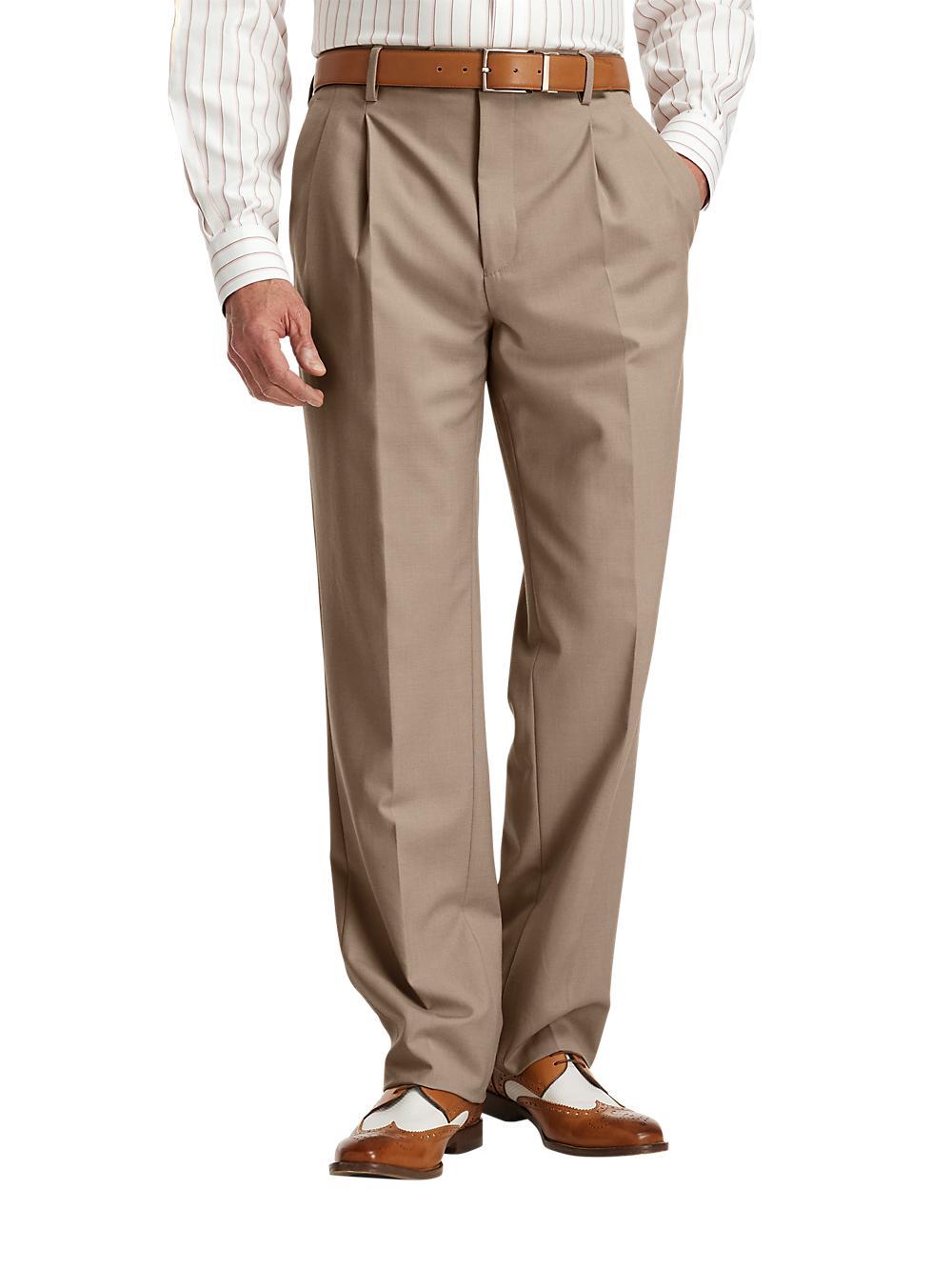 Wool Stretch Bengaline Suit Pants - Light Tan Product Image