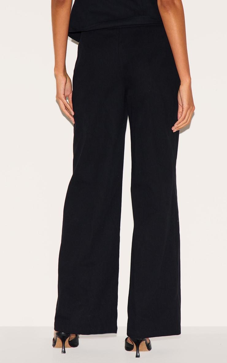 Black Twill Popper Detail Wide Leg Pants Product Image