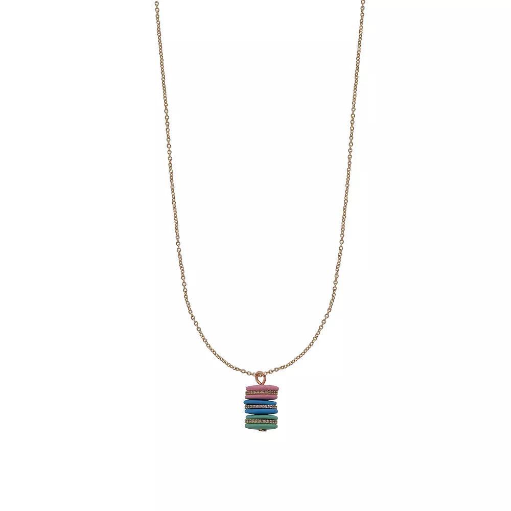 Cubic Zirconia Macaron Stack Pendant Necklace, Womens, Gold Tone Team Product Image