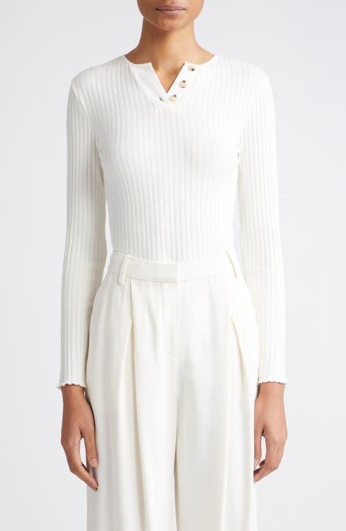 Rib-Knit Long-Sleeve Henley Top Product Image