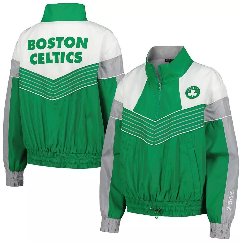 Women's The Wild Collective Kelly Green Boston Celtics Courtside Half-Zip Track Jacket, Size: XL Product Image