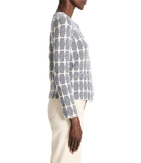 NIC + ZOE Stacked Medallions Knit Round Neck Long Sleeve Jacket Product Image