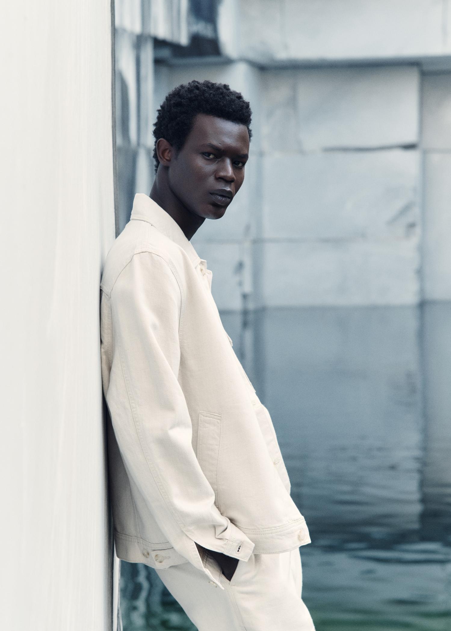 Linen-blend jacket with pockets - Men | MANGO USA Product Image