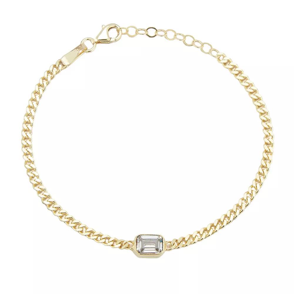 Sunkissed Sterling Cubic Zirconia Curb Chain Bracelet, Women's, Size: 7", Silver Tone Product Image