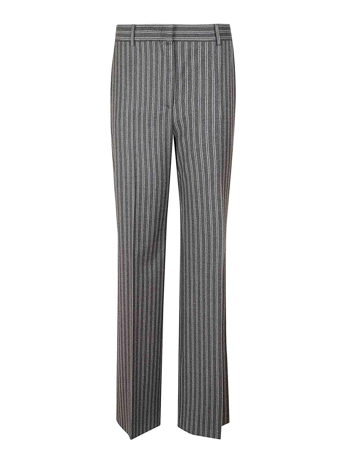 ALBERTA FERRETTI Striped Tailored Trousers In Gris Product Image