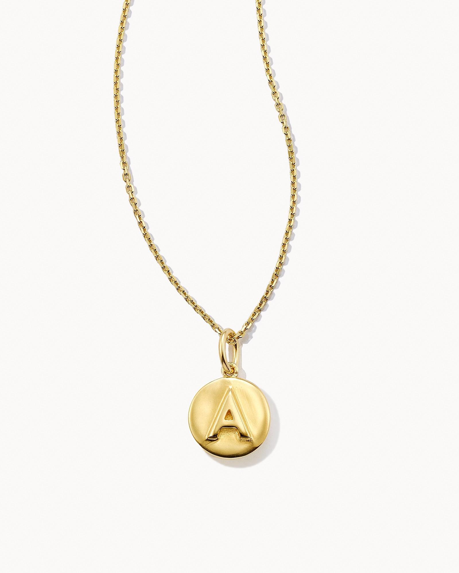 Kendra Scott Letter S Coin Pendant Necklace in Oxidized Sterling Silver | Metal Product Image