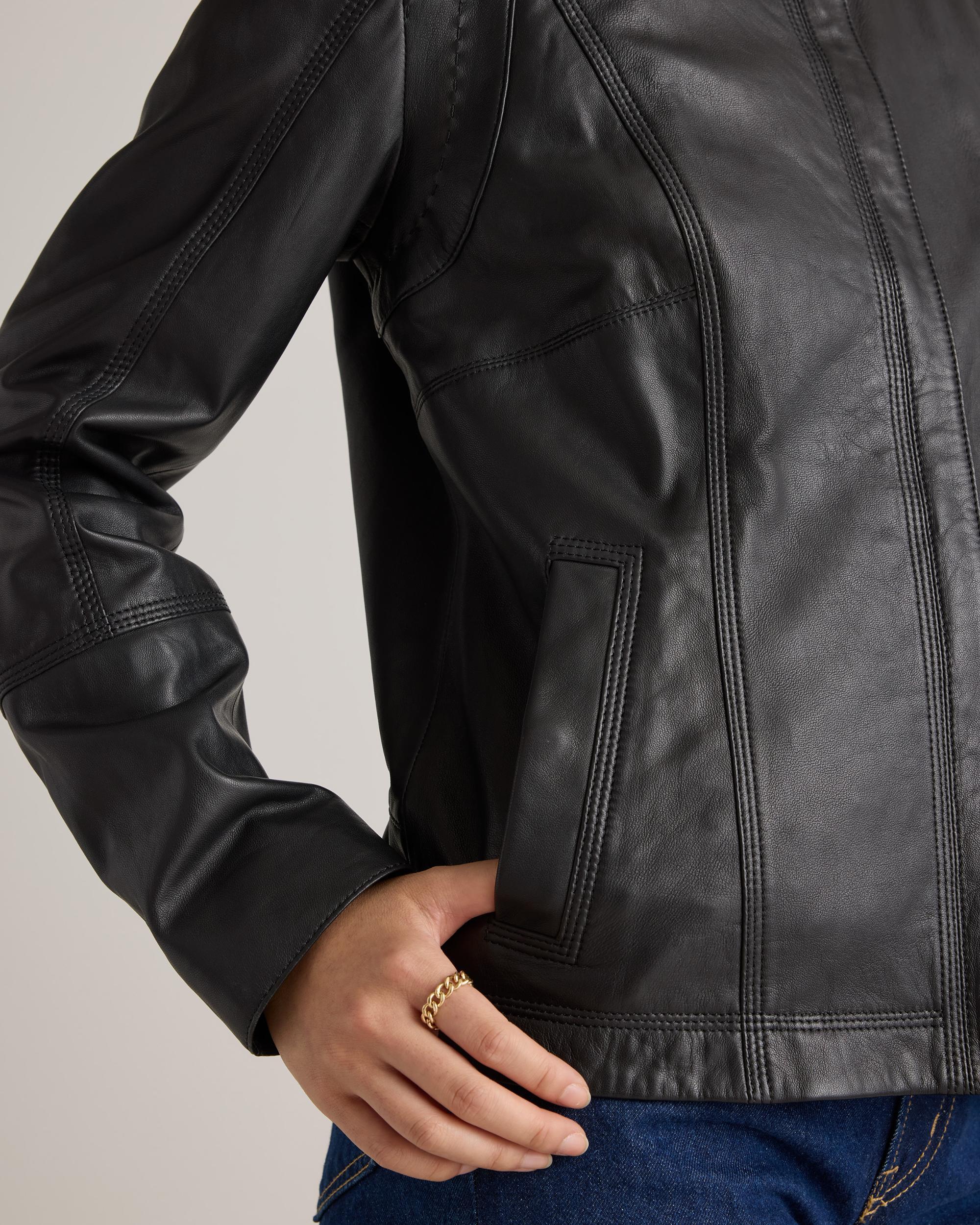 Quince | Women's Stand-Collar Jacket Size XL, Leather Product Image