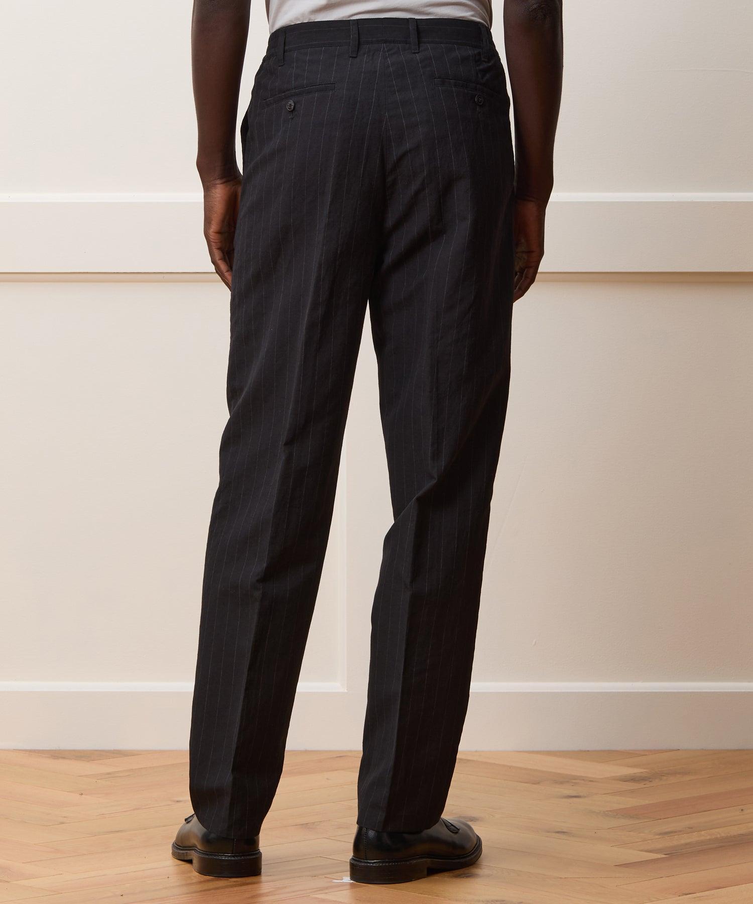 Italian Wool Linen Set in Black Pinstripe Product Image