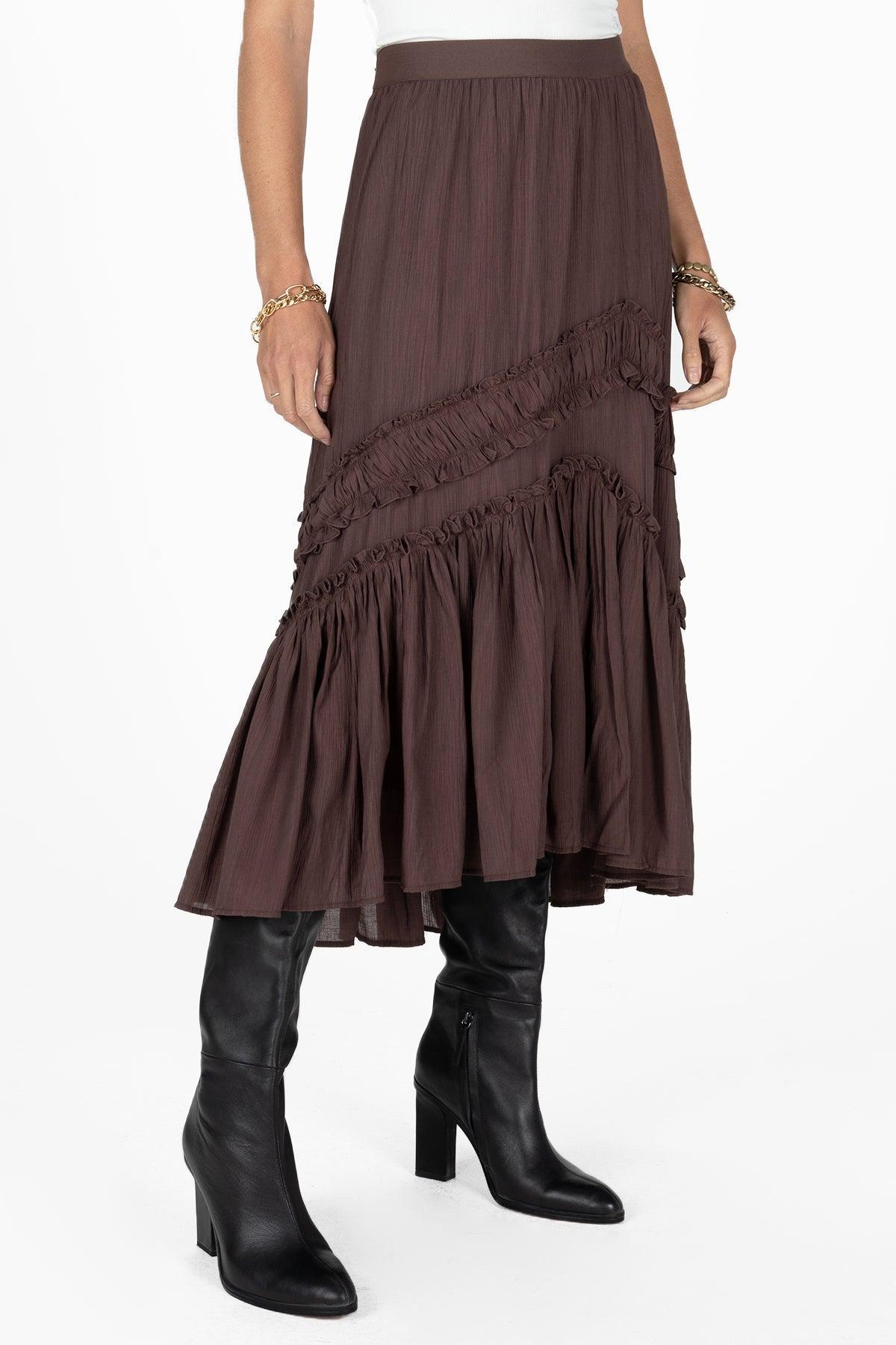 Asymmetical Ruffle Midi Skirt Product Image