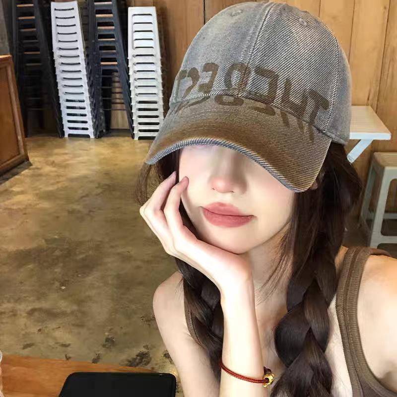 Lettering Print Washed / Plain Baseball Cap Product Image