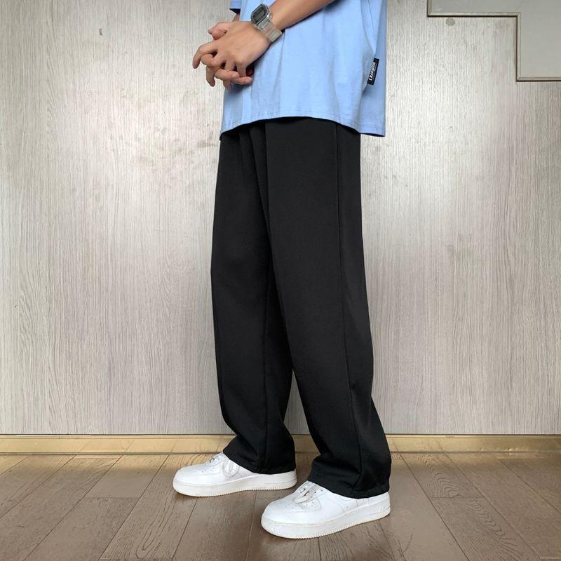 Plain Straight Leg Wide-Leg Pants Product Image