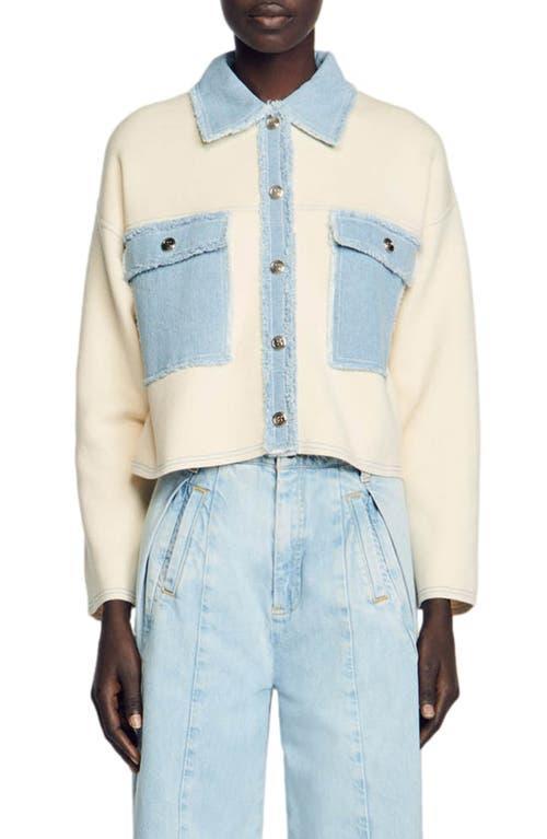 Womens Oversized Dual-Material Coatigan Product Image