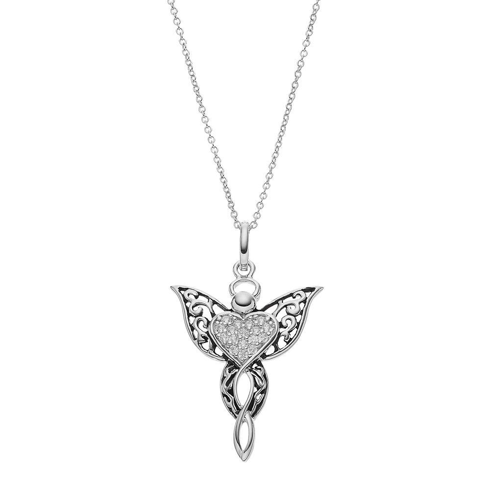 Sentimental Expressions Sterling Silver Cubic Zirconia Angel of Blessing Necklace, Women's, Size: 18", White Product Image