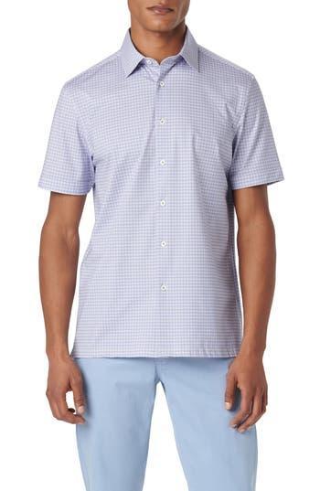BUGATCHI Milo Ooohcotton® Diamond Print Short Sleeve Button-up Shirt In Lavender Product Image