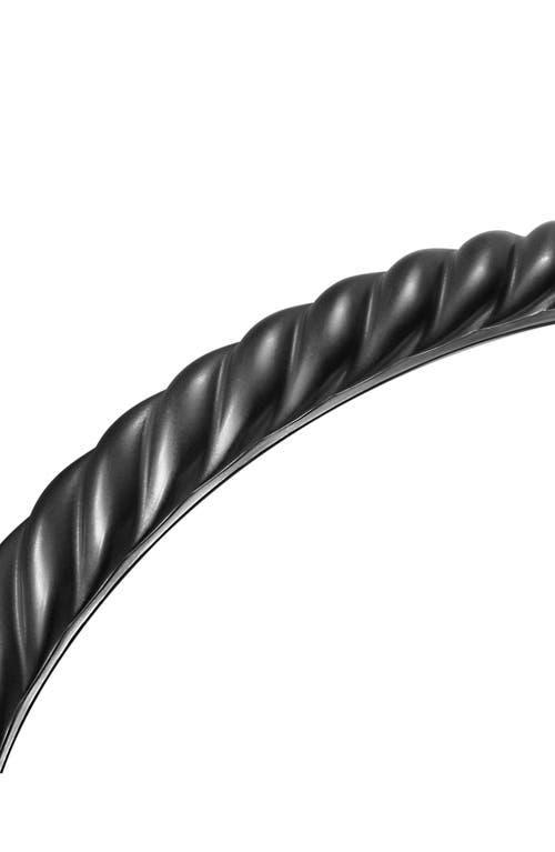 Mens Sculpted Cable Cuff Bracelet in Black Titanium, 7MM Product Image