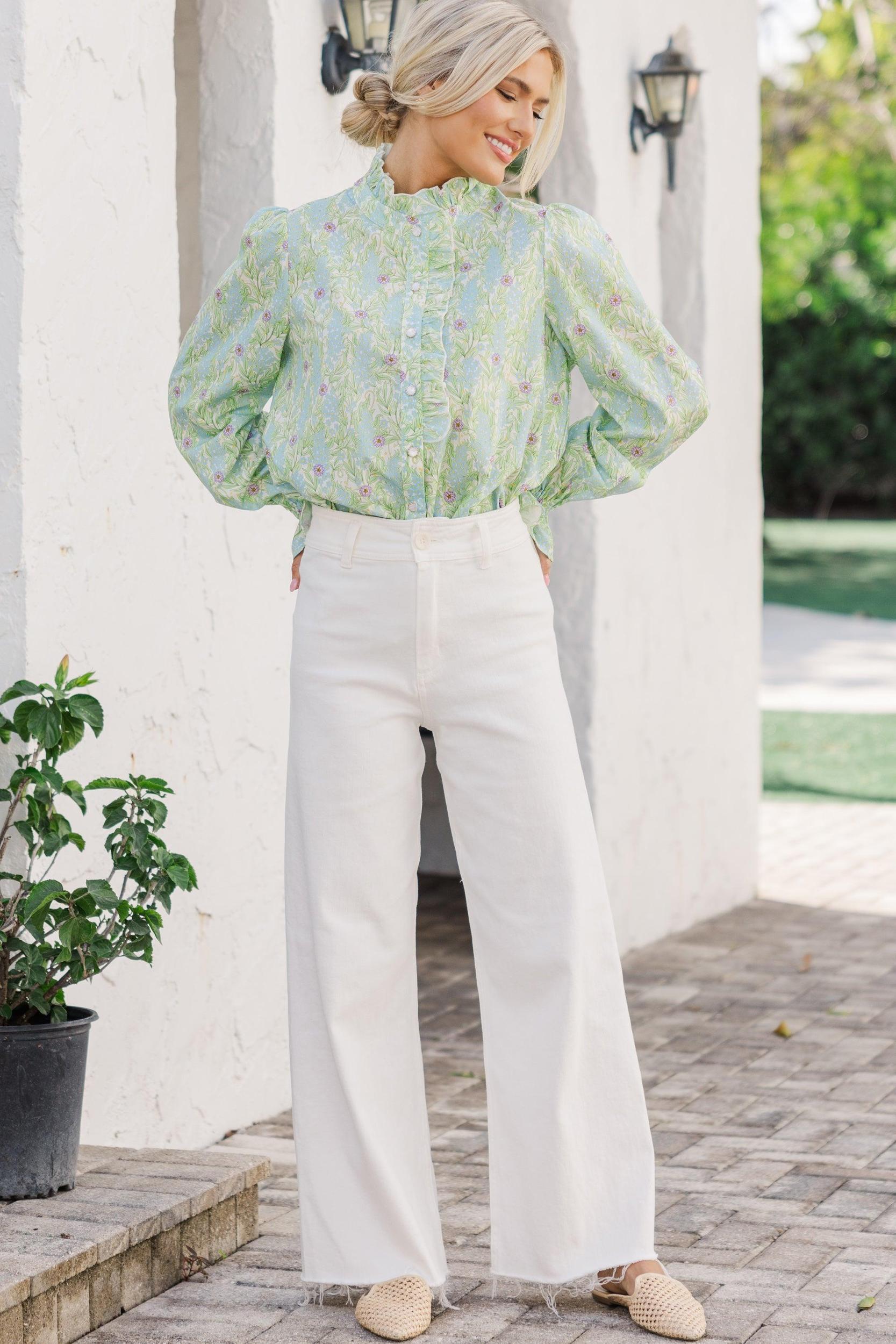 So True Green Floral Blouse Female Product Image