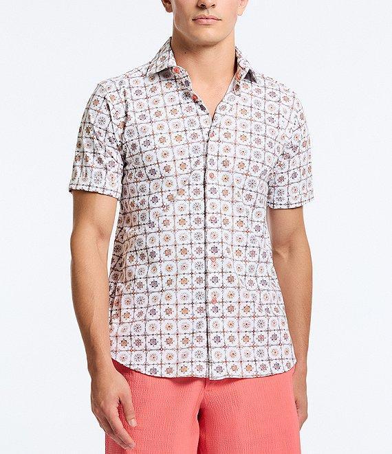 Robert Graham Kai Stretch Knit Short Sleeve Woven Shirt Product Image